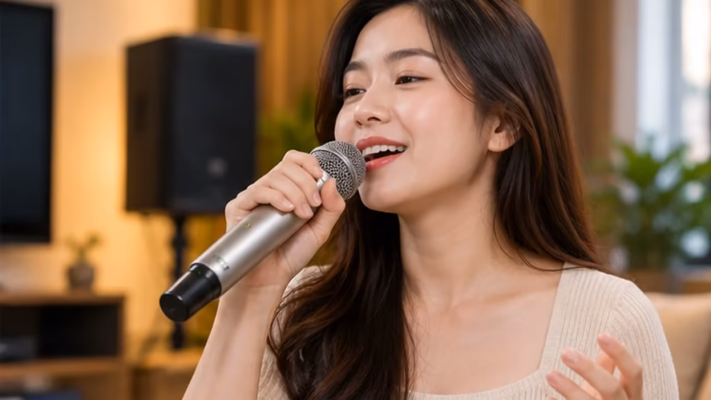 Cách cầm micro gần miệng để hát karaoke thoải mái