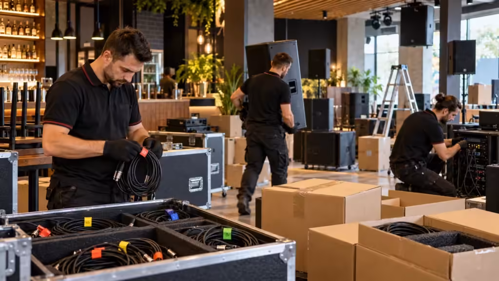 Hình minh họa: Dịch vụ tháo lắp, di dời và setup lại hệ thống âm thanh khi chuyển quán sang địa điểm mới - Thành Digital Store