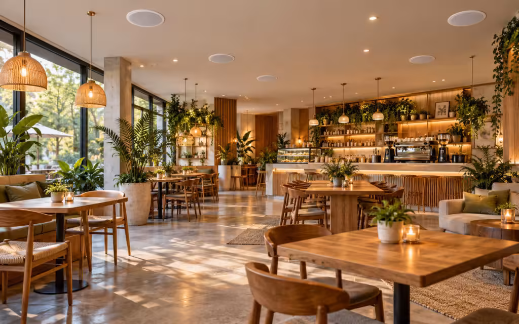 Minh họa lắp đặt loa âm trần quán cafe