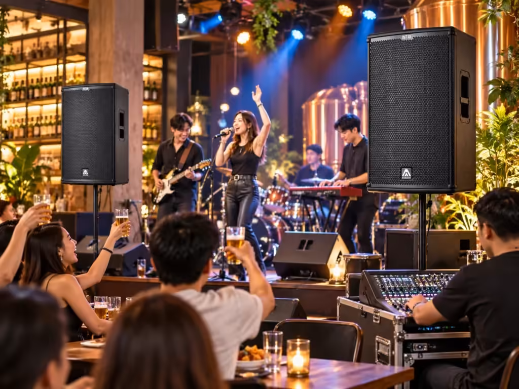 Hình minh họa: Loa Amate Nítid N15P cho beer club – Giải pháp full-range tươi sáng, giàu năng lượng cho không gian sôi động - Thành Digital Store