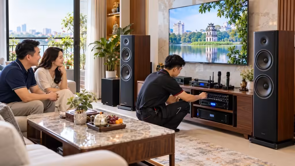 Hình minh họa: Dịch vụ nâng cấp và setup lại dàn karaoke tại nhà ở miền Bắc - Thành Digital Store