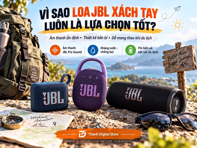 Loa JBL xách tay cho du lịch gồm các mẫu nhỏ gọn, tiện di chuyển