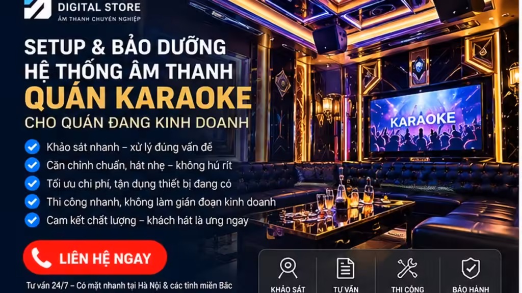 Minh họa quy trình kỹ thuật Dàn âm thanh karaoke xuống cấp khiến khách phàn nàn? Giải pháp setup lại nhanh, tiết kiệm cho chủ quán